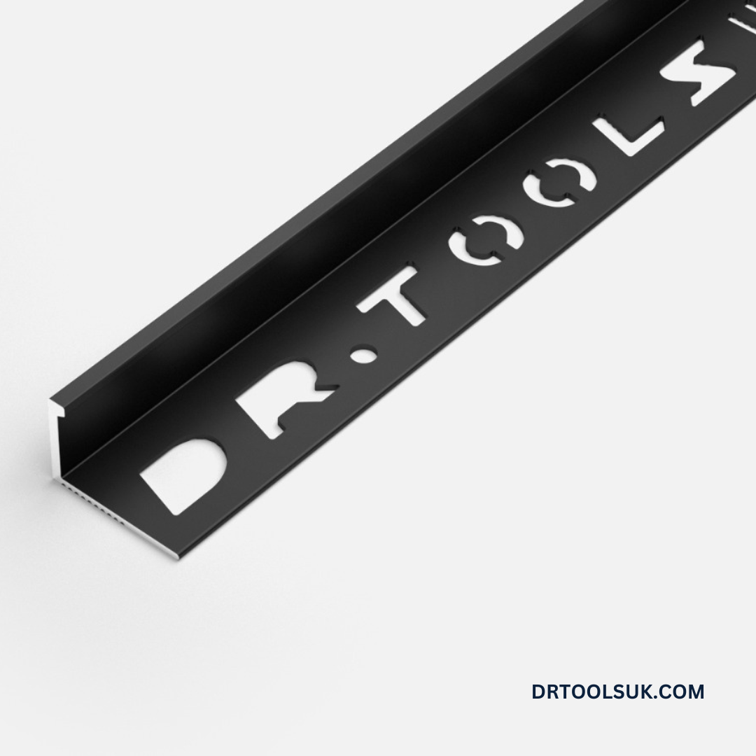 10MM MATT BLACK  ALUMINIUM TILE TRIMS 2.4M 