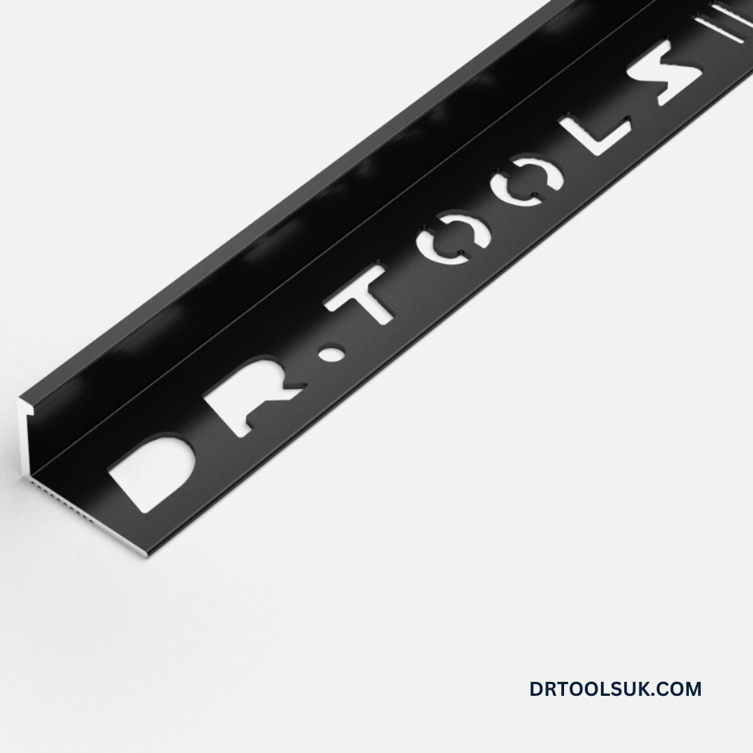 10MM SHINY BLACK ALUMINIUM TILE TRIMS 2.4M 
