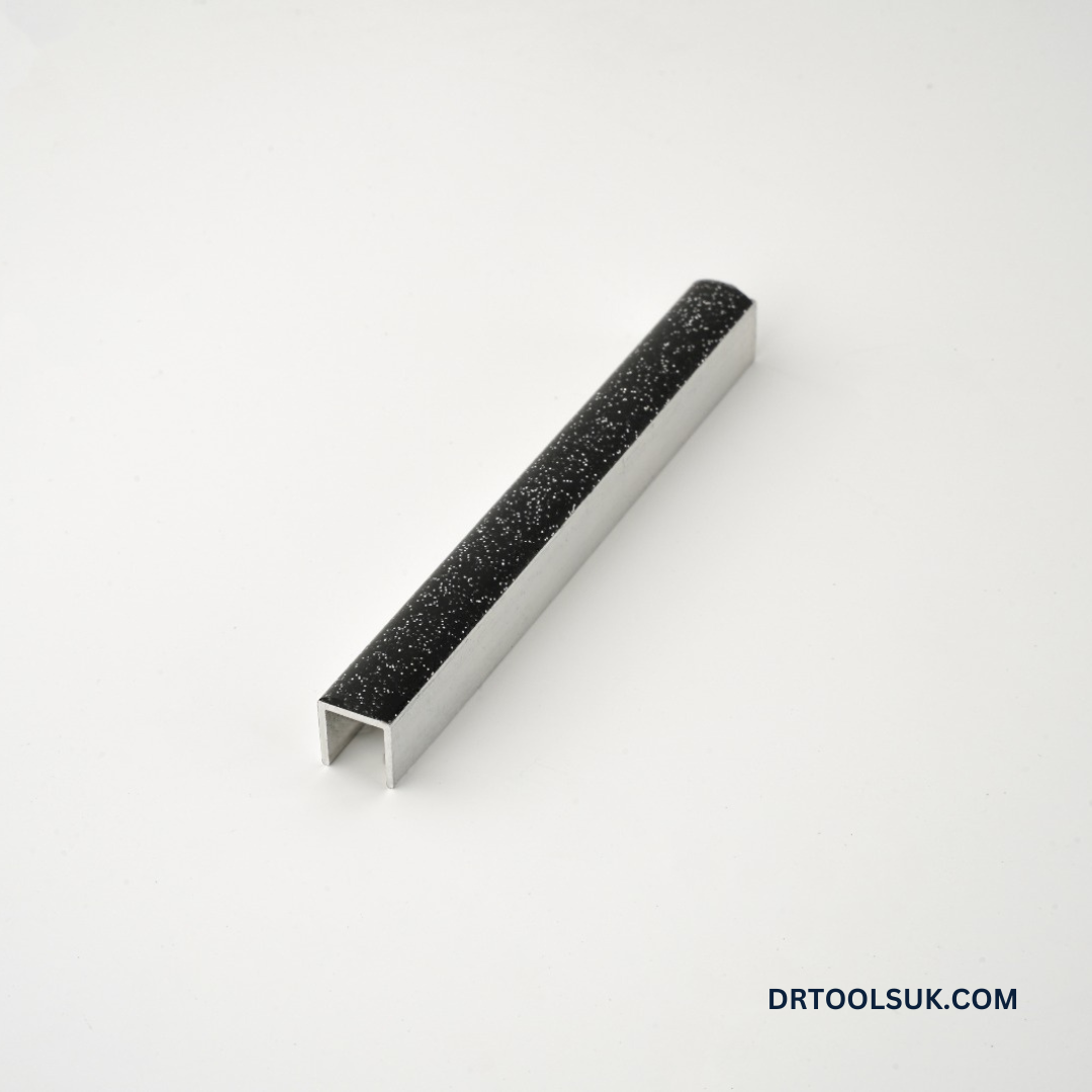 GLITTER BLACK 10MM ALUMINIUM TILE TRIMS 2.4M