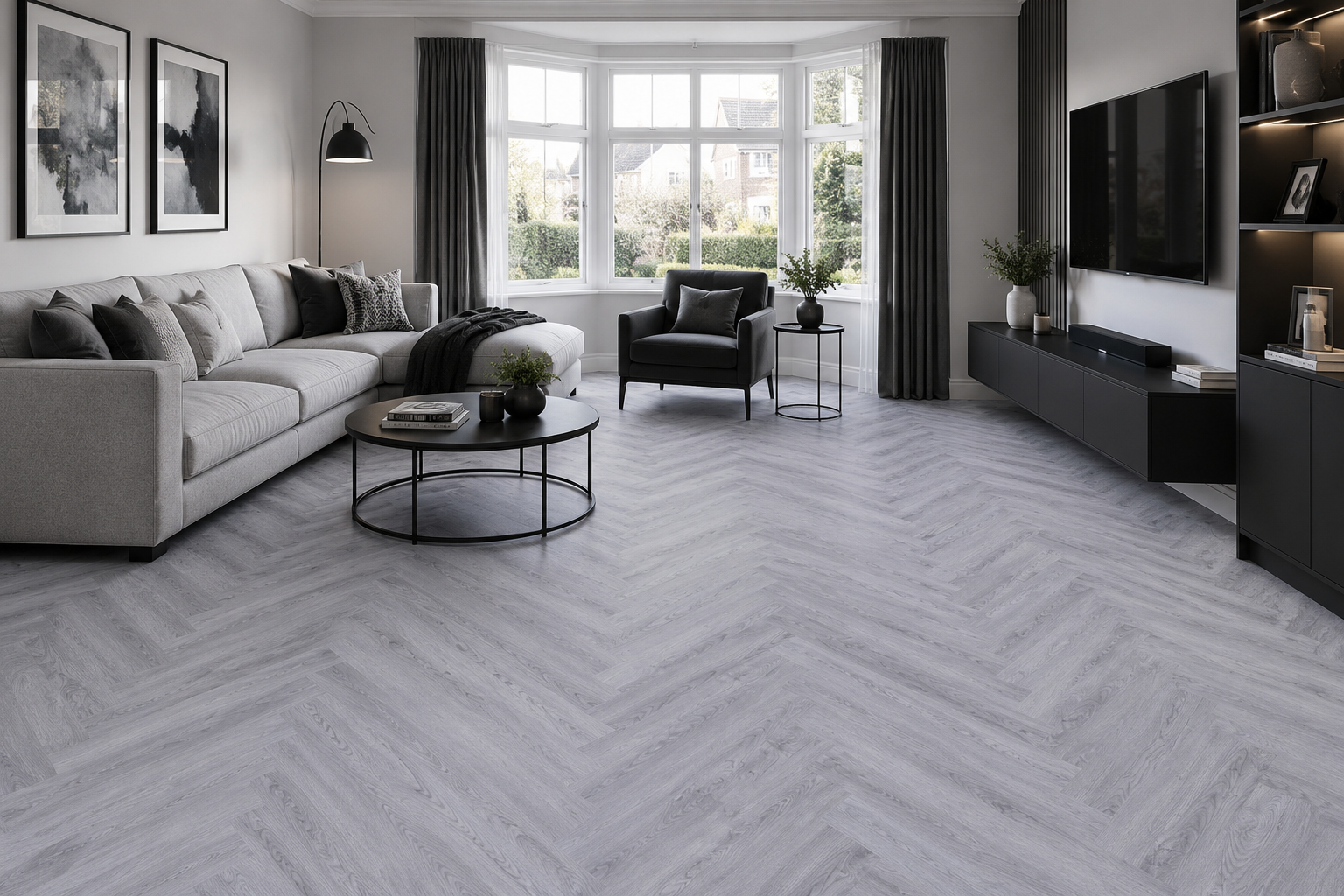 SPC CLICK FLOORING  Light Grey Herringbone 6MM    