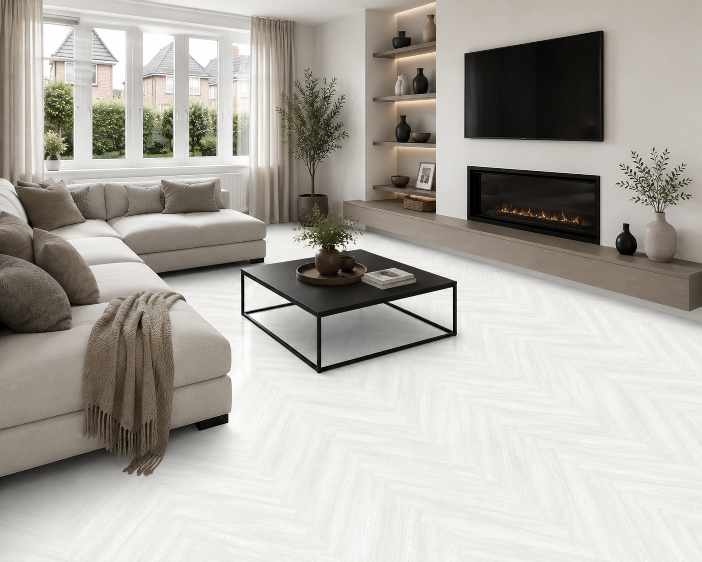 SPC CLICK FLOORING White Harringbone  6MM   
